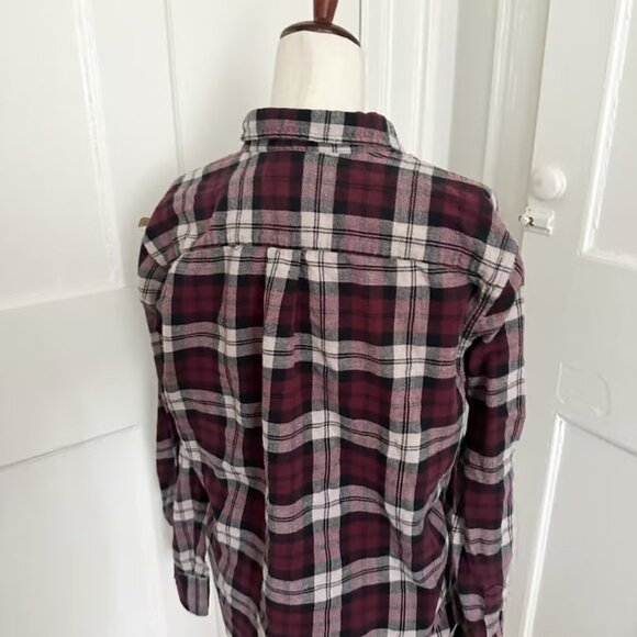 Croft & Barrow Maroon & White Plaid Flannel Men's L - Picture 4 of 7